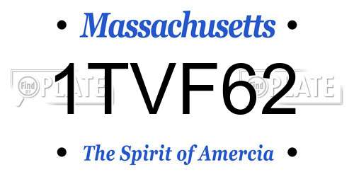 1TVF62 Massachusetts License Plate