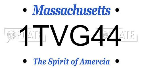1TVG44 Massachusetts License Plate