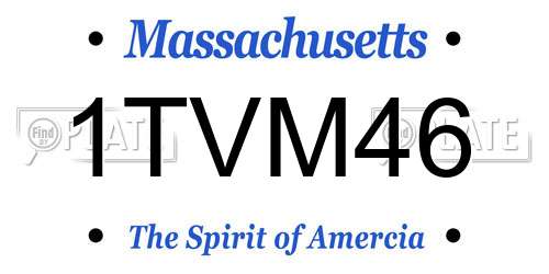 1TVM46 Massachusetts License Plate