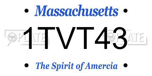 1TVT43 Massachusetts License Plate