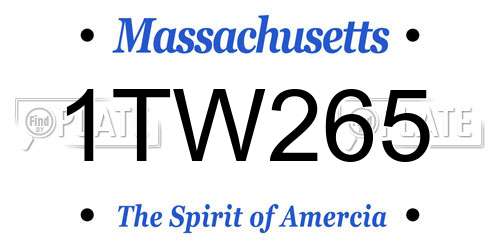 1TW265 Massachusetts License Plate