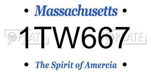 1TW667 Massachusetts License Plate