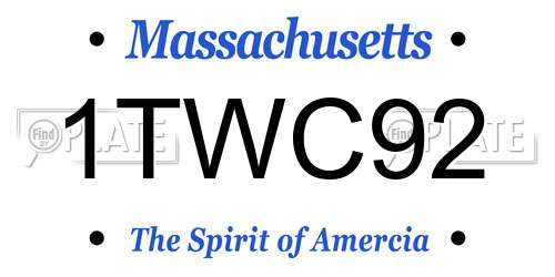 1TWC92 Massachusetts License Plate
