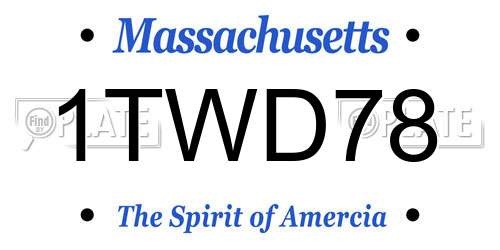 1TWD78 Massachusetts License Plate