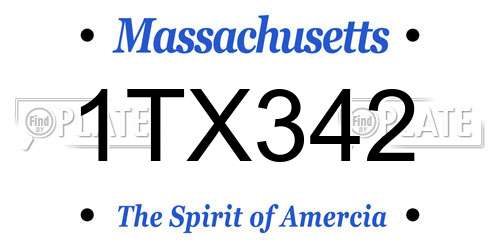 1TX342 Massachusetts License Plate