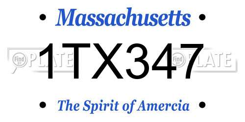 1TX347 Massachusetts License Plate