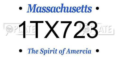 1TX723 Massachusetts License Plate