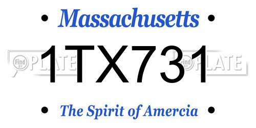 1TX731 Massachusetts License Plate