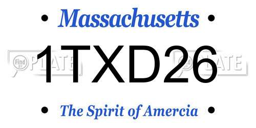 1TXD26 Massachusetts License Plate