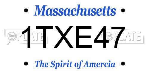 1TXE47 Massachusetts License Plate