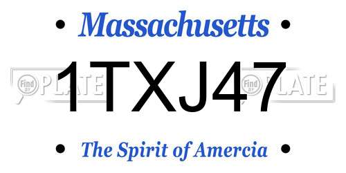 1TXJ47 Massachusetts License Plate