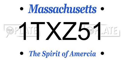 1TXZ51 Massachusetts License Plate