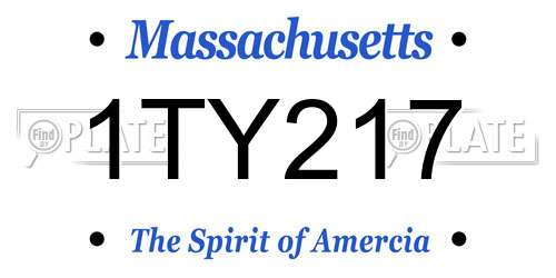 1TY217 Massachusetts License Plate