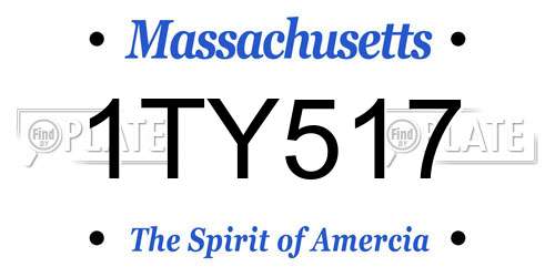 1TY517 Massachusetts License Plate