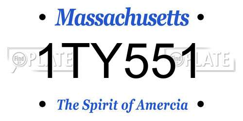 1TY551 Massachusetts License Plate