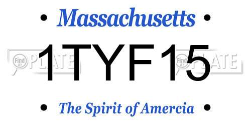 1TYF15 Massachusetts License Plate