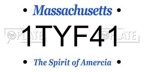 1TYF41 Massachusetts License Plate