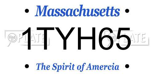1TYH65 Massachusetts License Plate