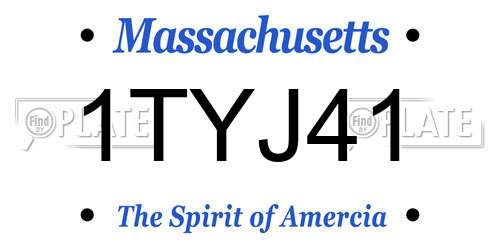 1TYJ41 Massachusetts License Plate