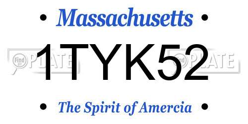 1TYK52 Massachusetts License Plate