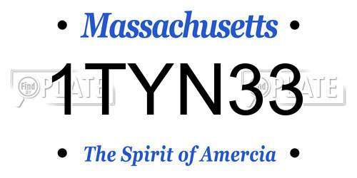 1TYN33 Massachusetts License Plate