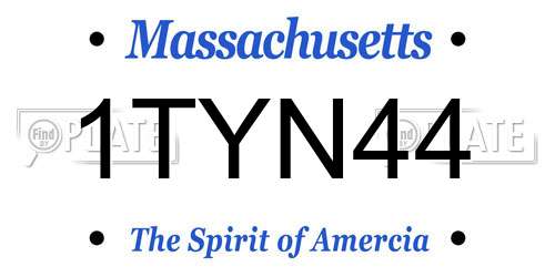 1TYN44 Massachusetts License Plate