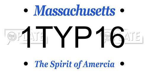 1TYP16 Massachusetts License Plate