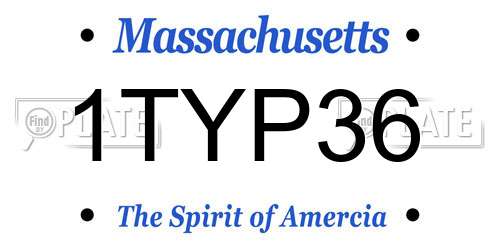 1TYP36 Massachusetts License Plate