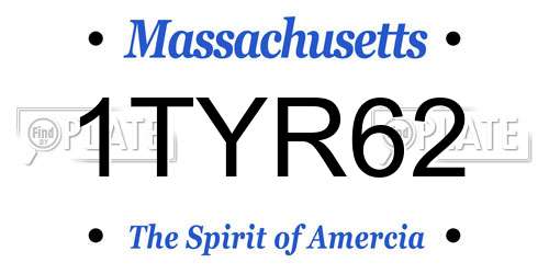 1TYR62 Massachusetts License Plate