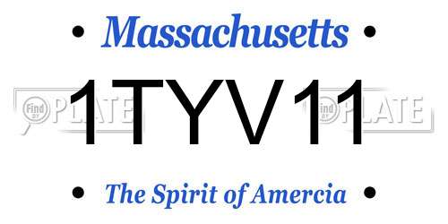 1TYV11 Massachusetts License Plate
