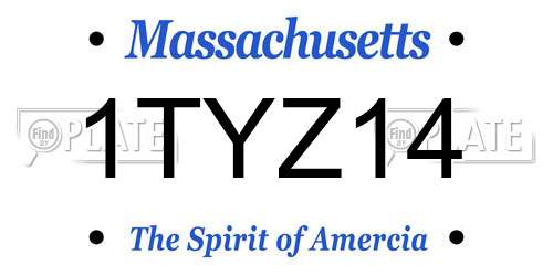 1TYZ14 Massachusetts License Plate
