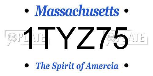 1TYZ75 Massachusetts License Plate