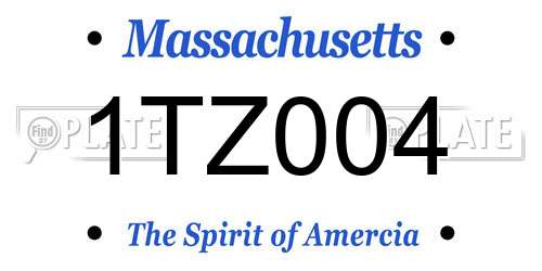 1TZ004 Massachusetts License Plate