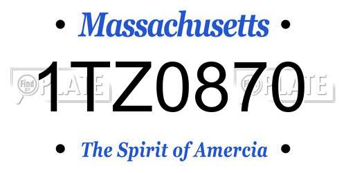 1TZ0870 Massachusetts License Plate