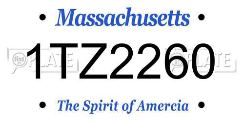 1TZ2260 Massachusetts License Plate