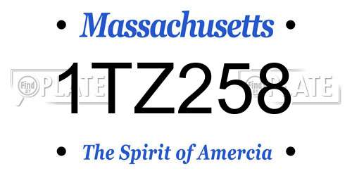 1TZ258 Massachusetts License Plate