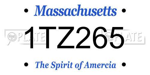 1TZ265 Massachusetts License Plate