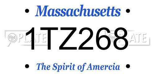 1TZ268 Massachusetts License Plate