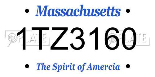 1TZ3160 Massachusetts License Plate