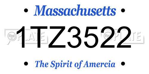 1TZ3522 Massachusetts License Plate