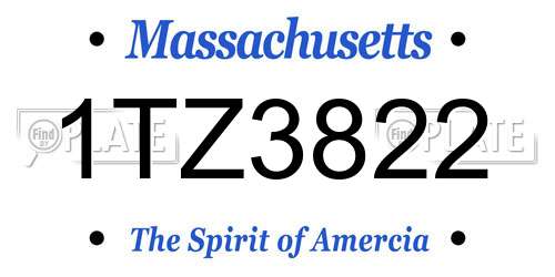 1TZ3822 Massachusetts License Plate