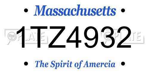 1TZ4932 Massachusetts License Plate