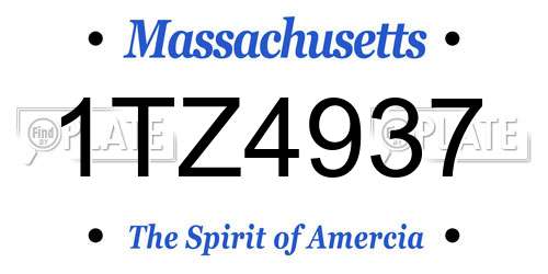1TZ4937 Massachusetts License Plate