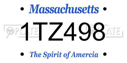 1TZ498 Massachusetts License Plate