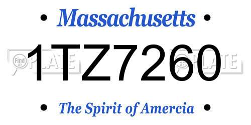 1TZ7260 Massachusetts License Plate