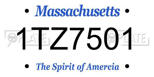 1TZ7501 Massachusetts License Plate