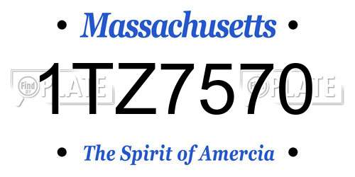 1TZ7570 Massachusetts License Plate
