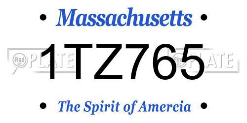 1TZ765 Massachusetts License Plate