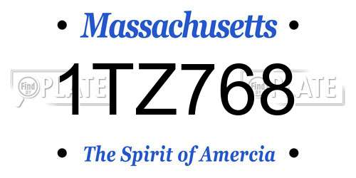 1TZ768 Massachusetts License Plate
