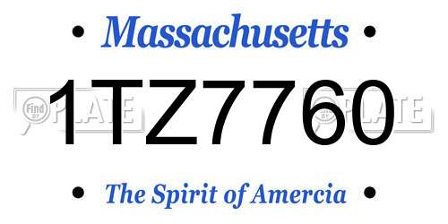 1TZ7760 Massachusetts License Plate